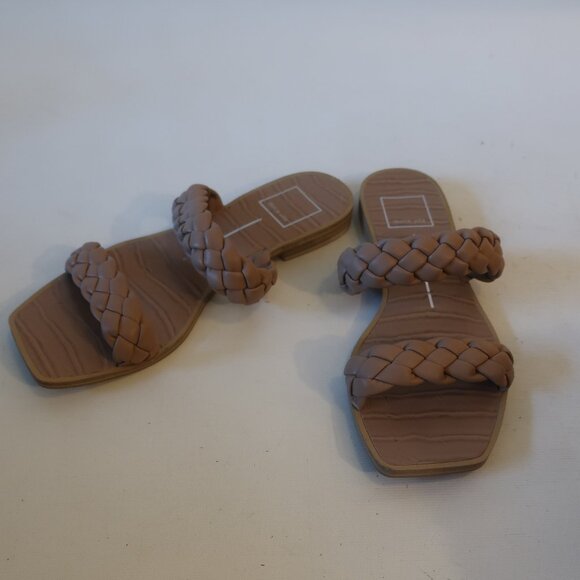 Womens Dolce Vita Indy Cafe Stella Tan Braided Leather Strap Slide Sandal 7 * - Picture 2 of 8